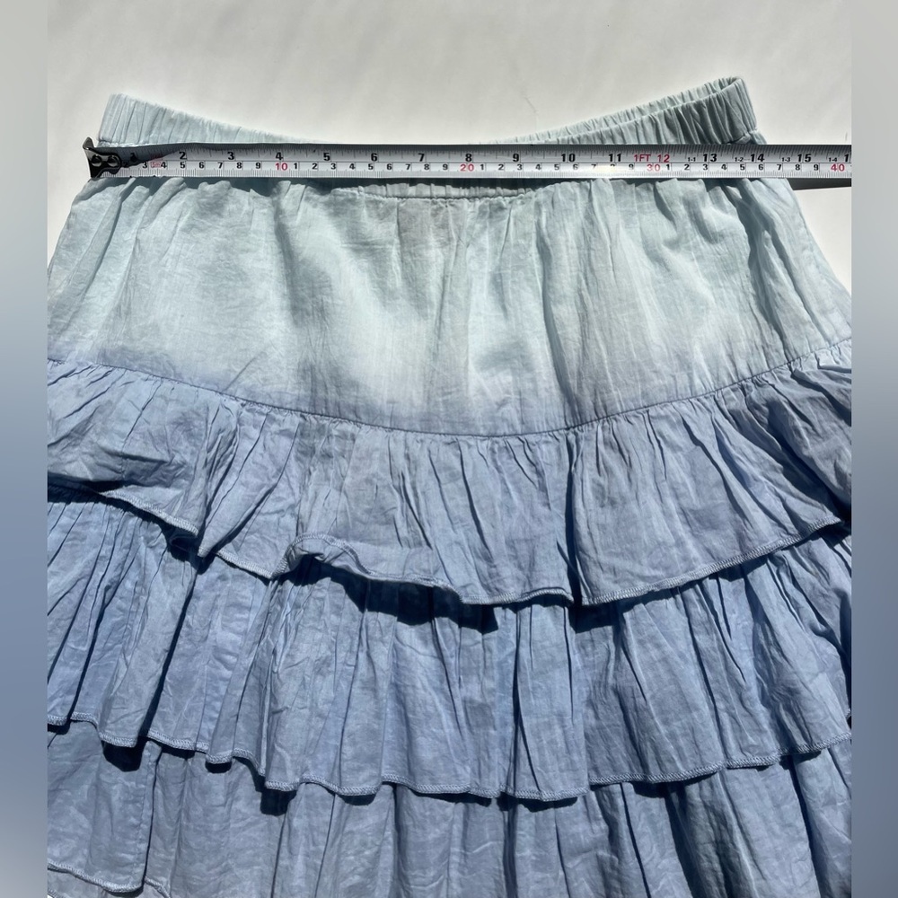Club Monaco Light Blue Tiered A-Line Skirt ruffle ombré - Picture 5 of 5